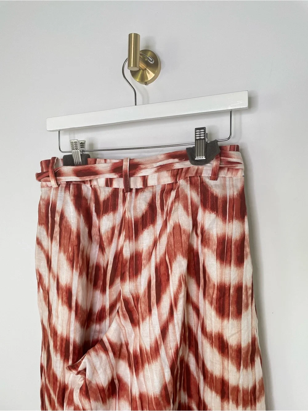 Boho Coastal | Banana Republic Linen Palazzzo Pants Meridian Rust Cream Tie Dye